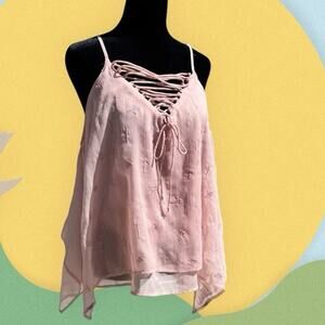 Hippie Laundry, women's XS-S, 19” armpit to armpit, sheer with layers & lacing